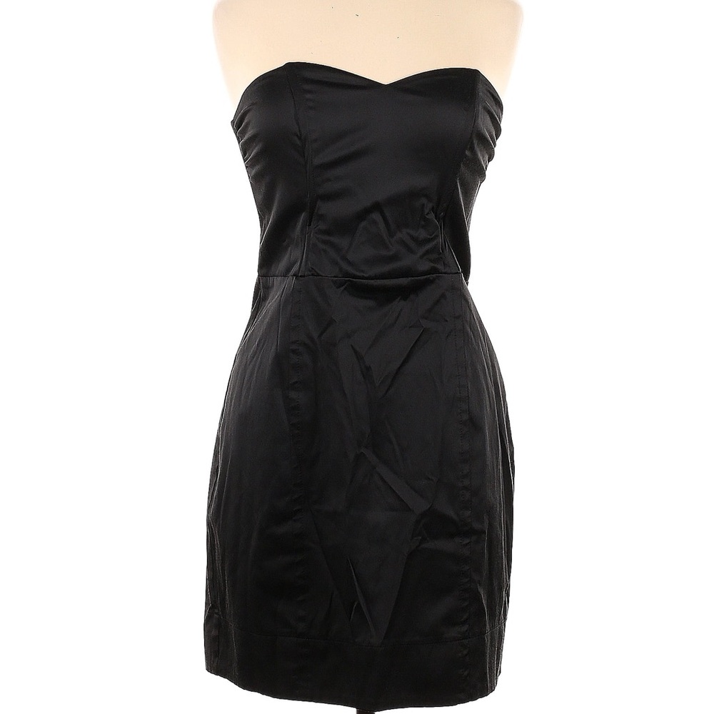 H&M Black Silky Bustier Strapless Mini Dress⁩ w/ Zip Up Back